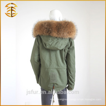 Factory Direct Sale Adult Size Lady Raccoon Fur Hooded Parka